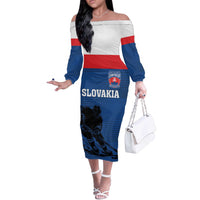 Custom Slovakia Hockey Off The Shoulder Long Sleeve Dress Go Nasi Chlapci