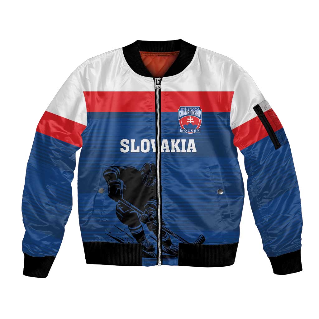 Custom Slovakia Hockey Sleeve Zip Bomber Jacket Go Nasi Chlapci