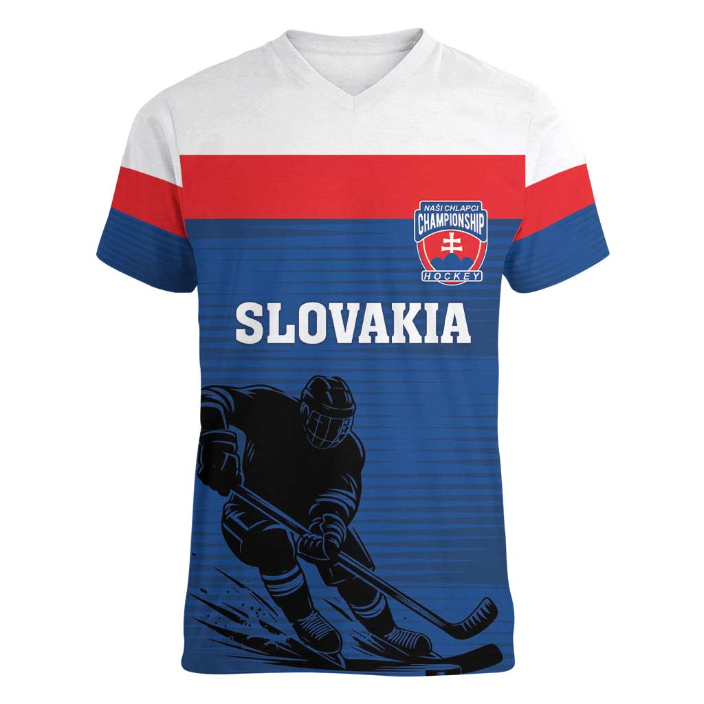 Custom Slovakia Hockey Women V-Neck T-Shirt Go Nasi Chlapci
