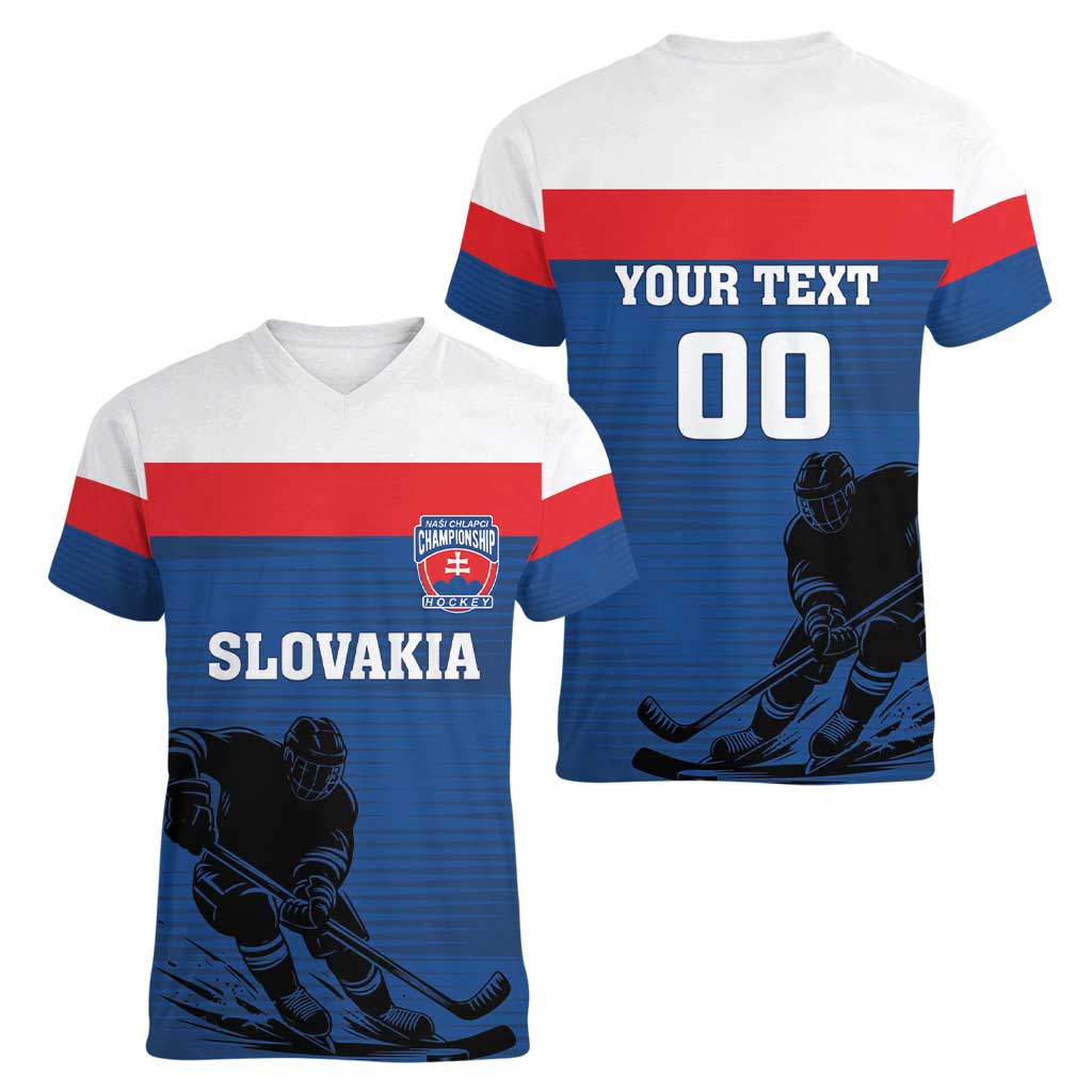 Custom Slovakia Hockey Women V-Neck T-Shirt Go Nasi Chlapci