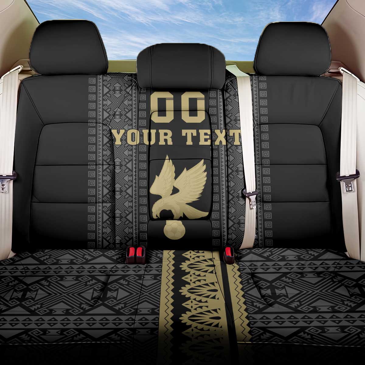 Custom Mexico Football Back Car Seat Cover El Tri Aztec Pattern Back Version