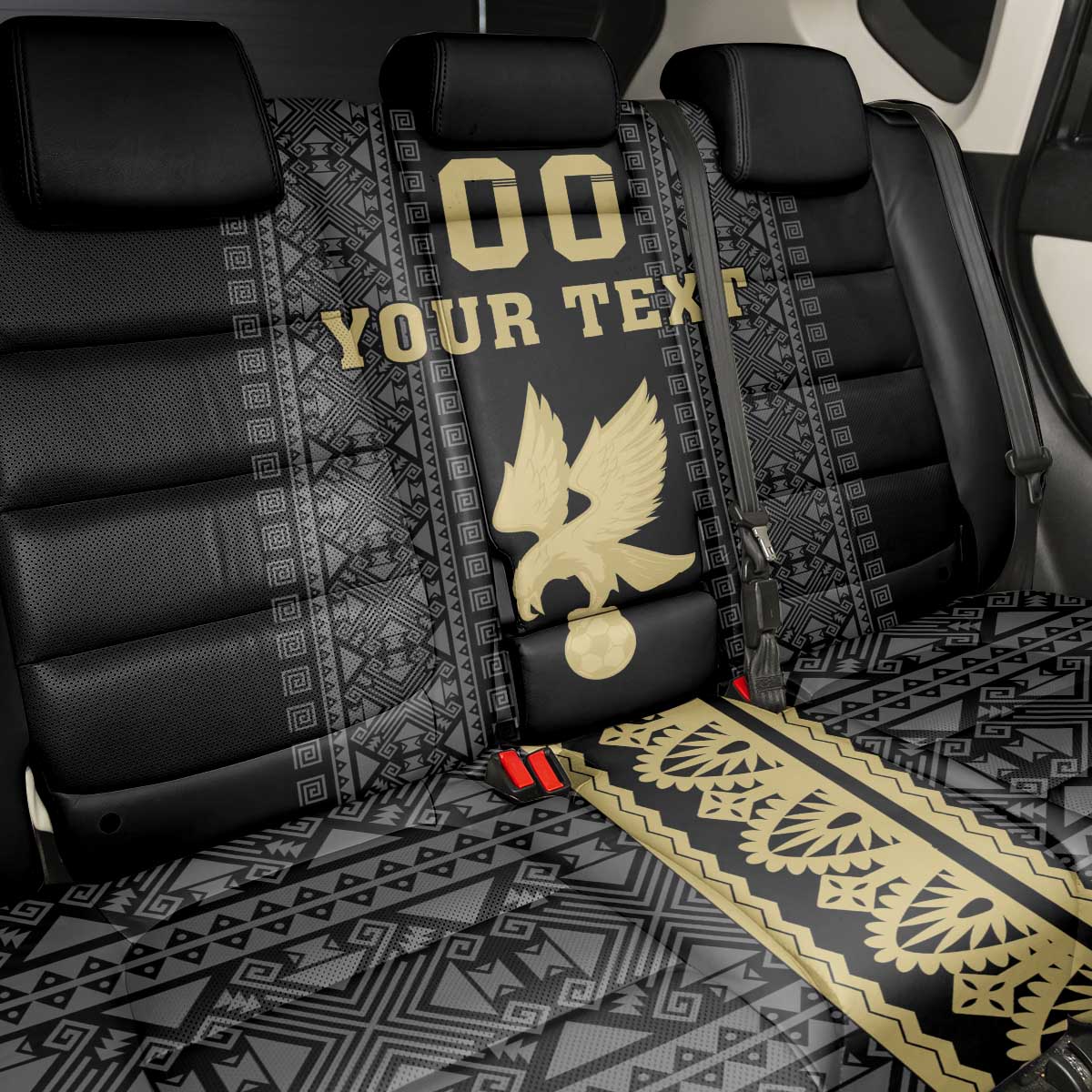 Custom Mexico Football Back Car Seat Cover El Tri Aztec Pattern Back Version