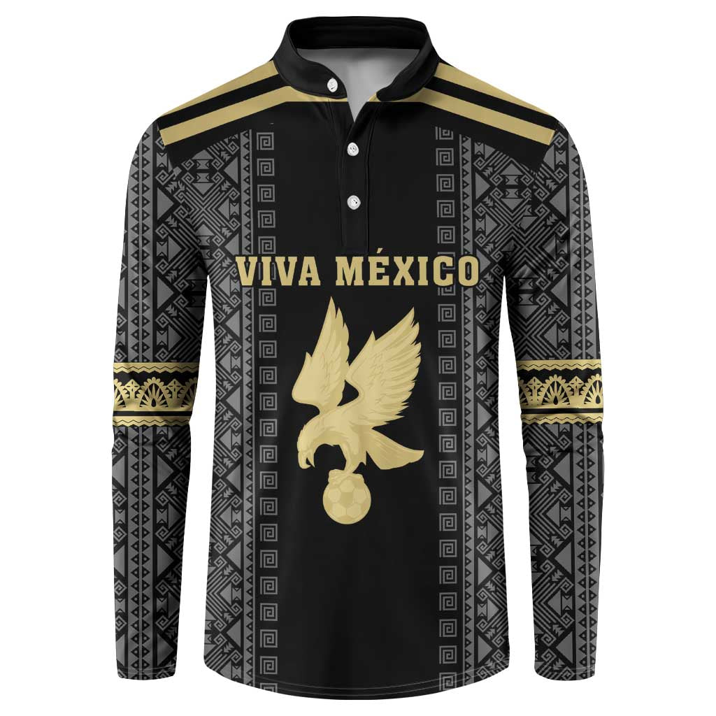 Custom Mexico Football Button Sweatshirt El Tri Aztec Pattern Back Version