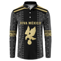 Custom Mexico Football Button Sweatshirt El Tri Aztec Pattern Back Version