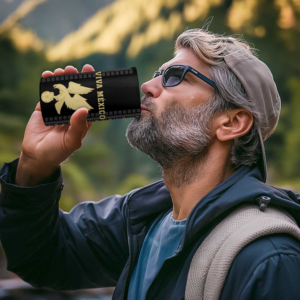 Custom Mexico Football 4 in 1 Can Cooler Tumbler El Tri Aztec Pattern Back Version