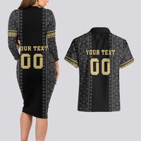Custom Mexico Football Couples Matching Long Sleeve Bodycon Dress and Hawaiian Shirt El Tri Aztec Pattern Back Version