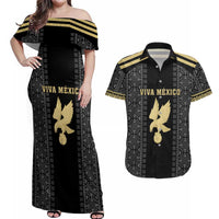 Custom Mexico Football Couples Matching Off Shoulder Maxi Dress and Hawaiian Shirt El Tri Aztec Pattern Back Version