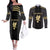 Custom Mexico Football Couples Matching Off The Shoulder Long Sleeve Dress and Long Sleeve Button Shirt El Tri Aztec Pattern Back Version