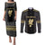 Custom Mexico Football Couples Matching Puletasi and Long Sleeve Button Shirt El Tri Aztec Pattern Back Version