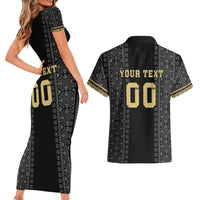Custom Mexico Football Couples Matching Short Sleeve Bodycon Dress and Hawaiian Shirt El Tri Aztec Pattern Back Version