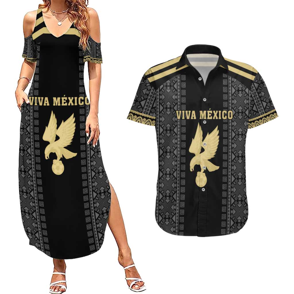 Custom Mexico Football Couples Matching Summer Maxi Dress and Hawaiian Shirt El Tri Aztec Pattern Back Version