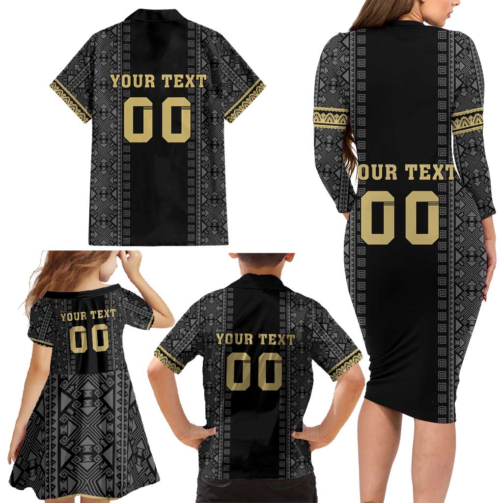 Custom Mexico Football Family Matching Long Sleeve Bodycon Dress and Hawaiian Shirt El Tri Aztec Pattern Back Version