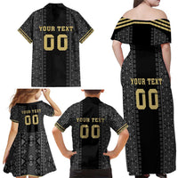 Custom Mexico Football Family Matching Off Shoulder Maxi Dress and Hawaiian Shirt El Tri Aztec Pattern Back Version