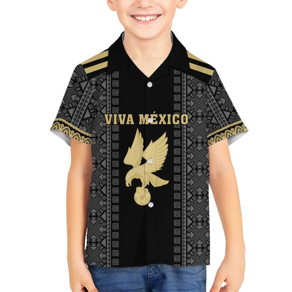 Custom Mexico Football Family Matching Puletasi and Hawaiian Shirt El Tri Aztec Pattern Back Version