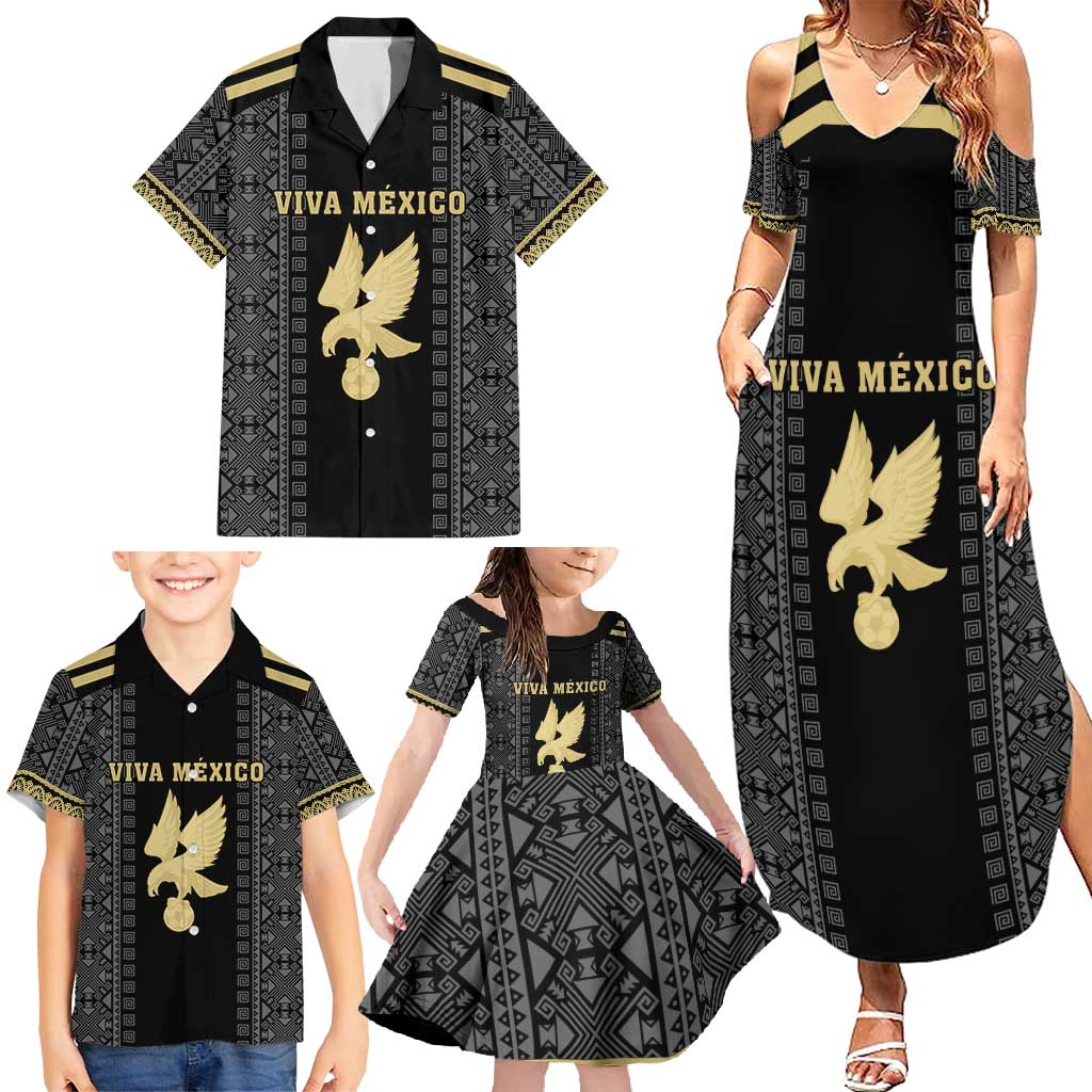 Custom Mexico Football Family Matching Summer Maxi Dress and Hawaiian Shirt El Tri Aztec Pattern Back Version