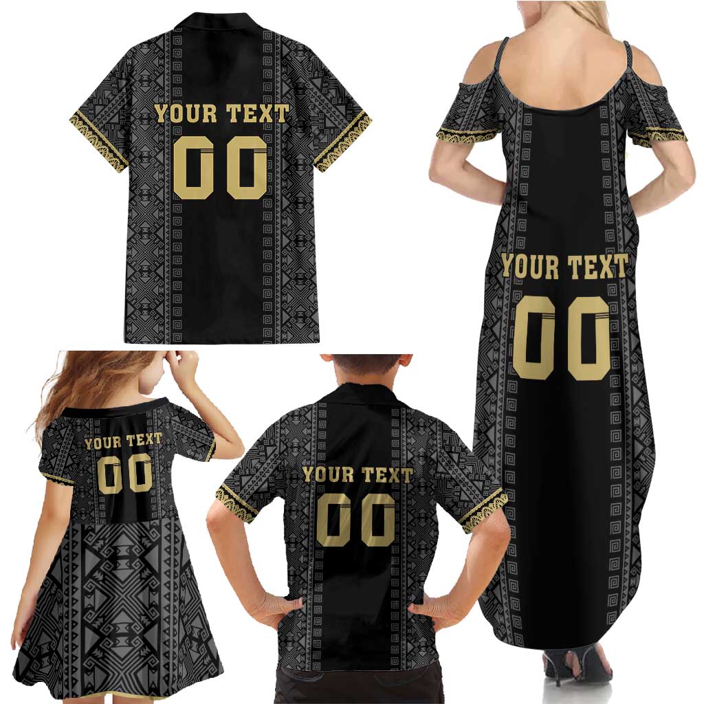 Custom Mexico Football Family Matching Summer Maxi Dress and Hawaiian Shirt El Tri Aztec Pattern Back Version