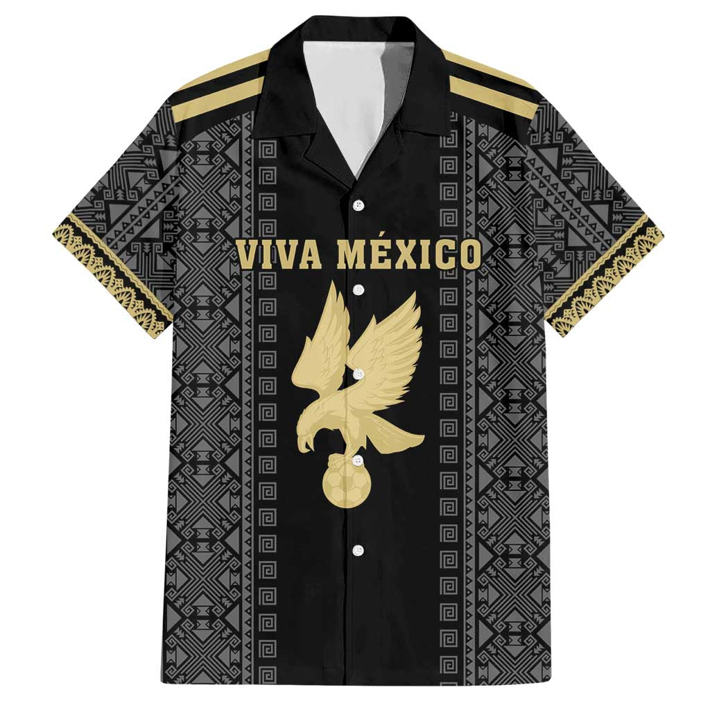 Custom Mexico Football Hawaiian Shirt El Tri Aztec Pattern Back Version