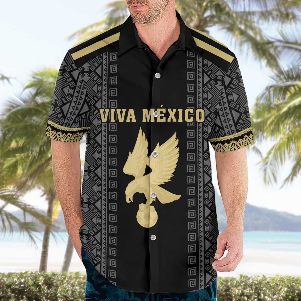 Custom Mexico Football Hawaiian Shirt El Tri Aztec Pattern Back Version