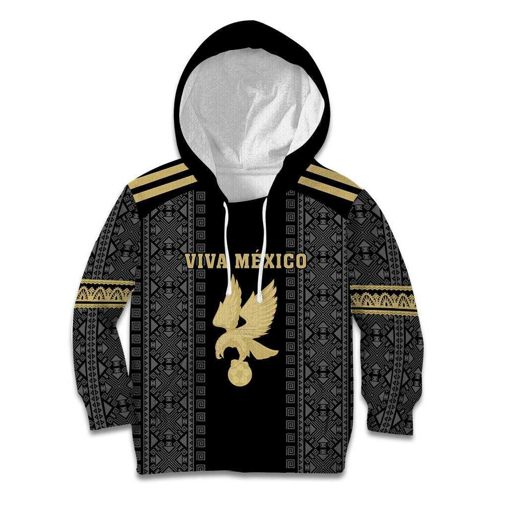 Custom Mexico Football Kid Hoodie El Tri Aztec Pattern Back Version
