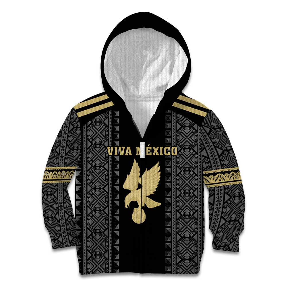 Custom Mexico Football Kid Hoodie El Tri Aztec Pattern Back Version