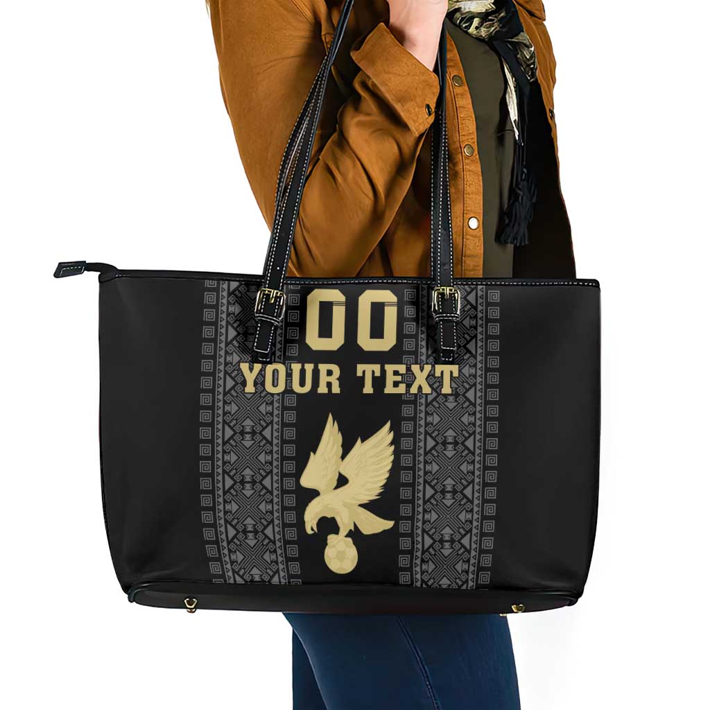 Custom Mexico Football Leather Tote Bag El Tri Aztec Pattern Back Version