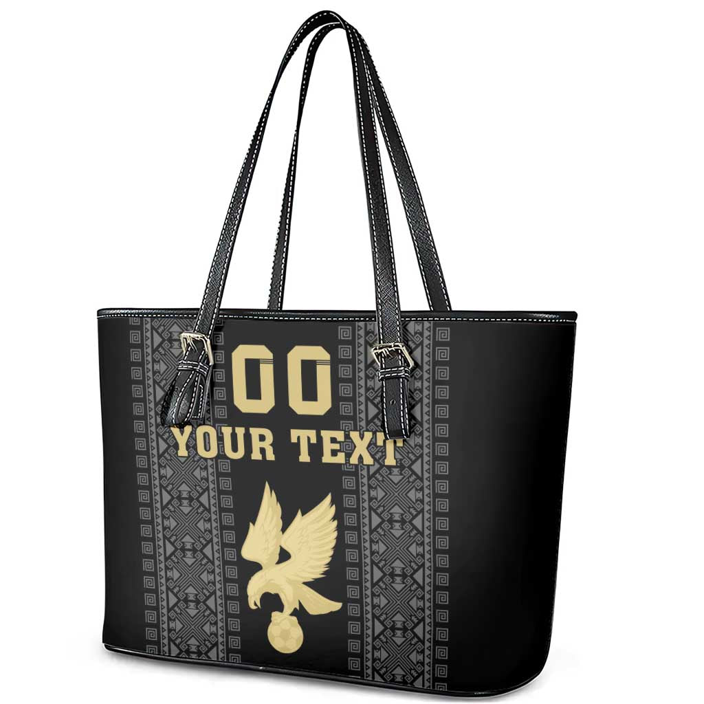 Custom Mexico Football Leather Tote Bag El Tri Aztec Pattern Back Version