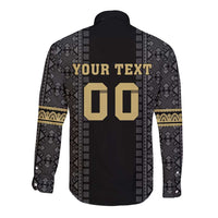 Custom Mexico Football Long Sleeve Button Shirt El Tri Aztec Pattern Back Version