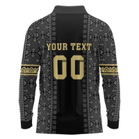 Custom Mexico Football Long Sleeve Polo Shirt El Tri Aztec Pattern Back Version