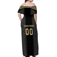 Custom Mexico Football Off Shoulder Maxi Dress El Tri Aztec Pattern Back Version