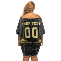 Custom Mexico Football Off Shoulder Short Dress El Tri Aztec Pattern Back Version