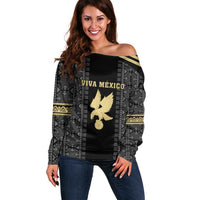 Custom Mexico Football Off Shoulder Sweater El Tri Aztec Pattern Back Version