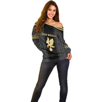 Custom Mexico Football Off Shoulder Sweater El Tri Aztec Pattern Back Version