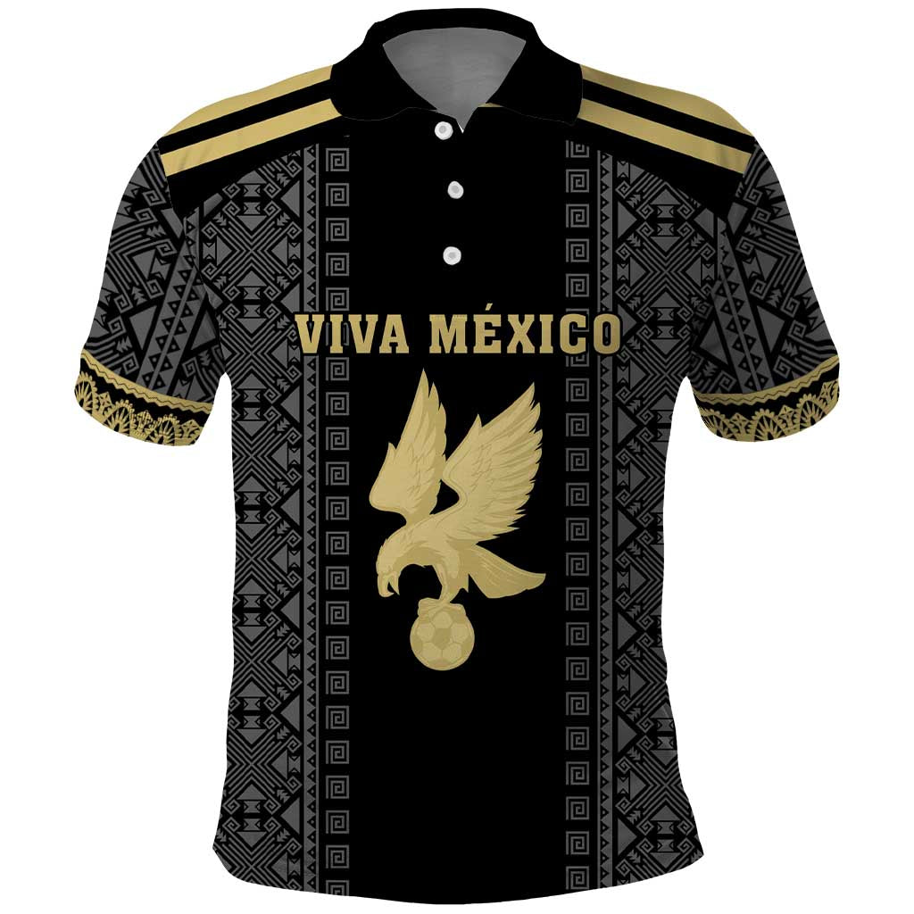 Custom Mexico Football Polo Shirt El Tri Aztec Pattern Back Version