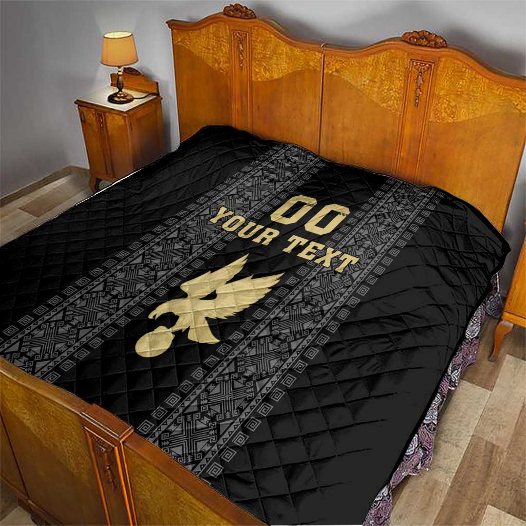 Custom Mexico Football Quilt El Tri Aztec Pattern Back Version