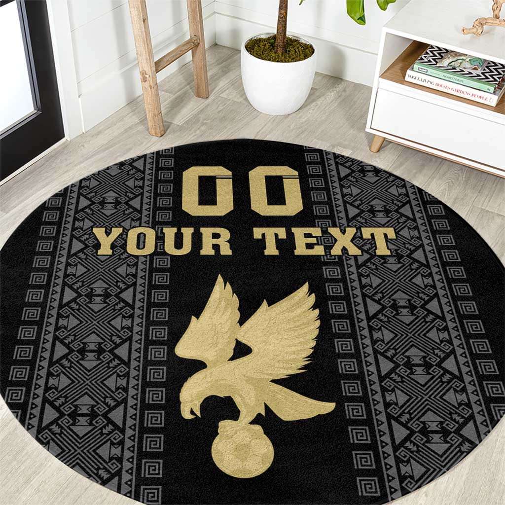 Custom Mexico Football Round Carpet El Tri Aztec Pattern Back Version