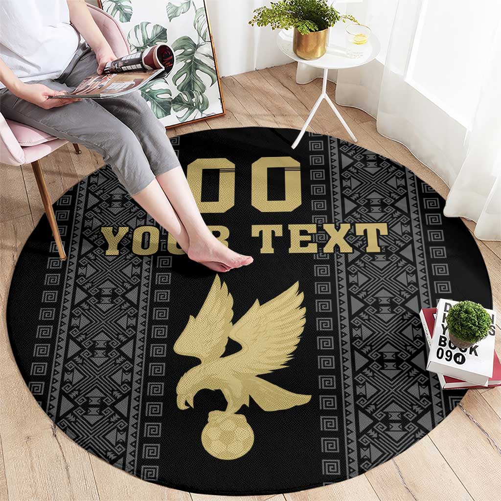 Custom Mexico Football Round Carpet El Tri Aztec Pattern Back Version