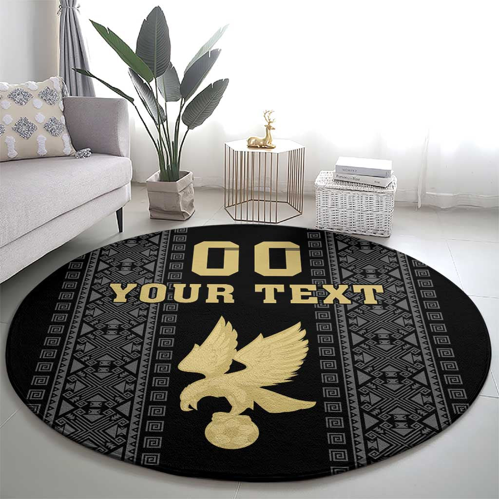 Custom Mexico Football Round Carpet El Tri Aztec Pattern Back Version