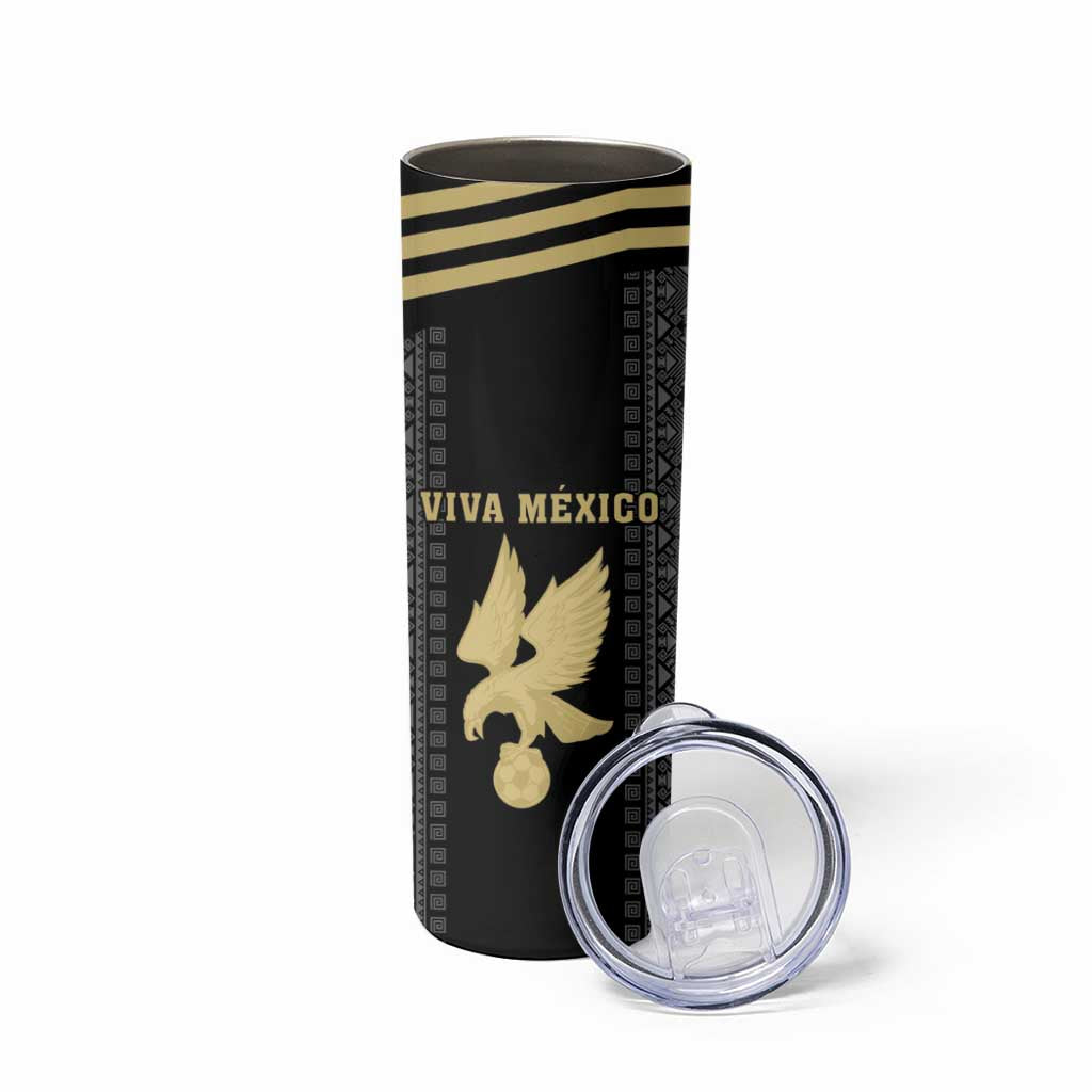 Custom Mexico Football Skinny Tumbler El Tri Aztec Pattern Back Version