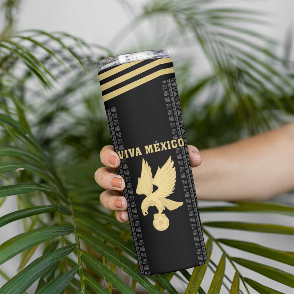 Custom Mexico Football Skinny Tumbler El Tri Aztec Pattern Back Version