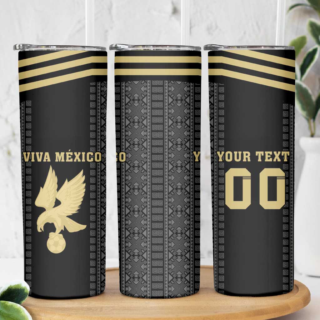 Custom Mexico Football Skinny Tumbler El Tri Aztec Pattern Back Version