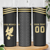 Custom Mexico Football Skinny Tumbler El Tri Aztec Pattern Back Version