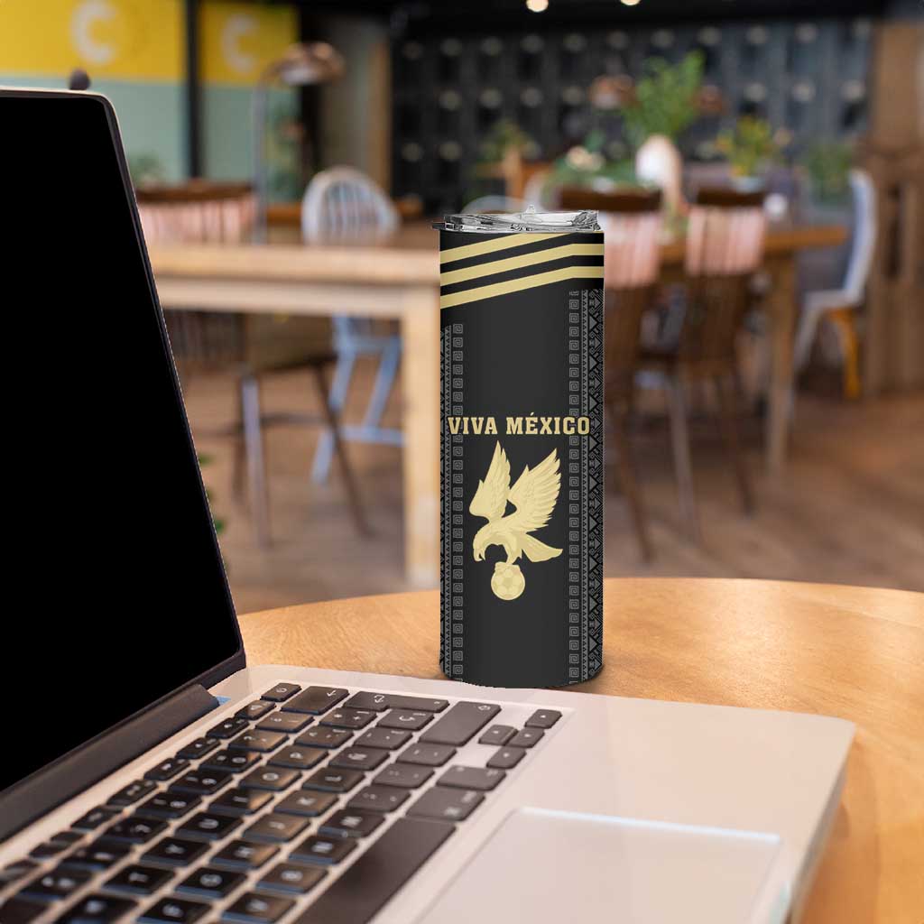 Custom Mexico Football Skinny Tumbler El Tri Aztec Pattern Back Version