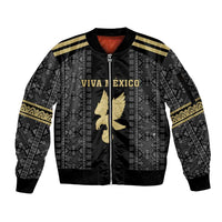 Custom Mexico Football Sleeve Zip Bomber Jacket El Tri Aztec Pattern Back Version