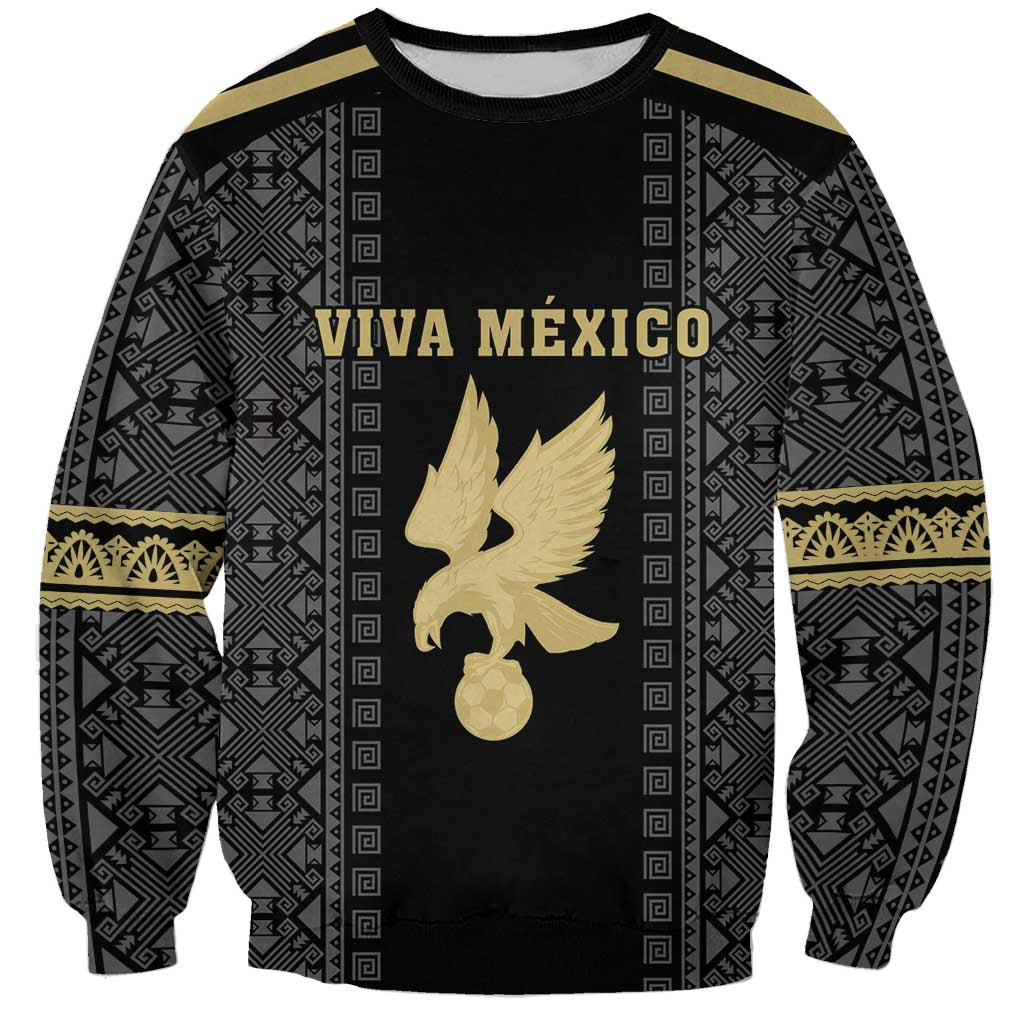 Custom Mexico Football Sweatshirt El Tri Aztec Pattern Back Version