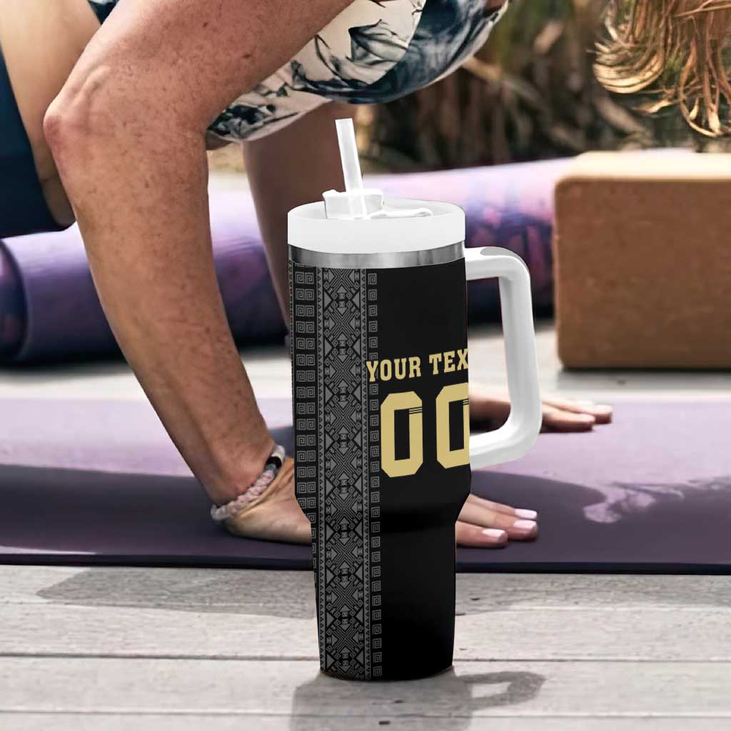 Custom Mexico Football Tumbler With Handle El Tri Aztec Pattern Back Version