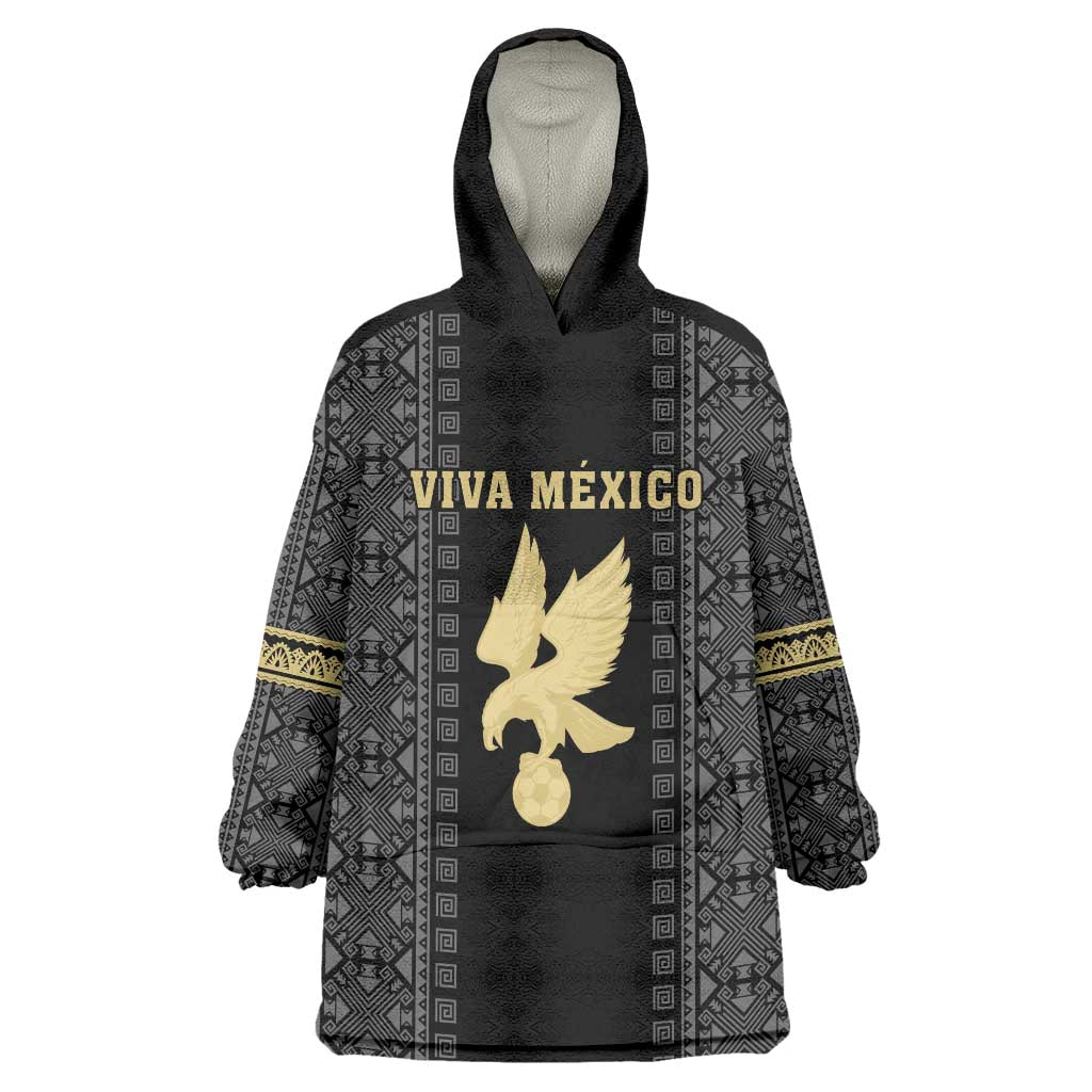 Custom Mexico Football Wearable Blanket Hoodie El Tri Aztec Pattern Back Version