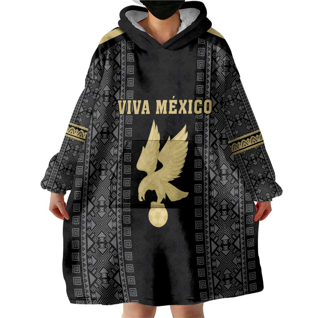 Custom Mexico Football Wearable Blanket Hoodie El Tri Aztec Pattern Back Version