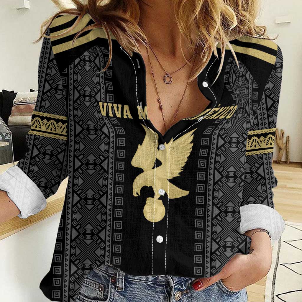 Custom Mexico Football Women Casual Shirt El Tri Aztec Pattern Back Version