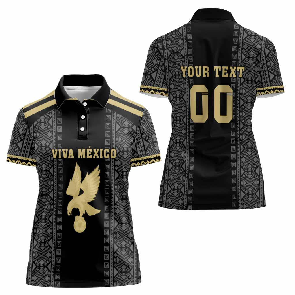 Custom Mexico Football Women Polo Shirt El Tri Aztec Pattern Back Version