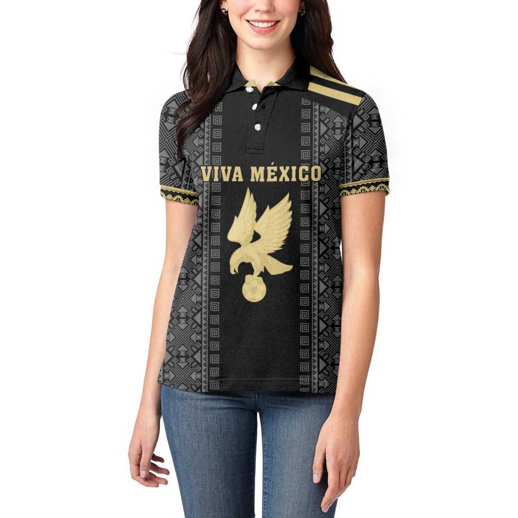Custom Mexico Football Women Polo Shirt El Tri Aztec Pattern Back Version